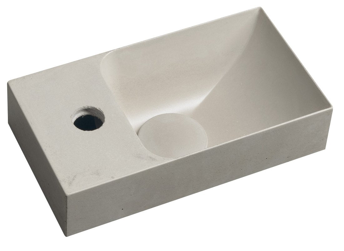Piccolino Betonnen Toiletfontein 30,8 x 17 cm Kraan Links Zand Mat