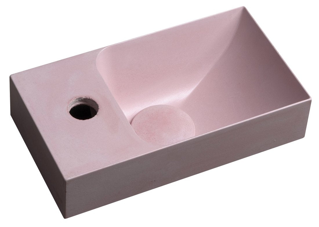 Piccolino Betonnen Toiletfontein 30,8 x 17 cm Kraan Links Roze Mat