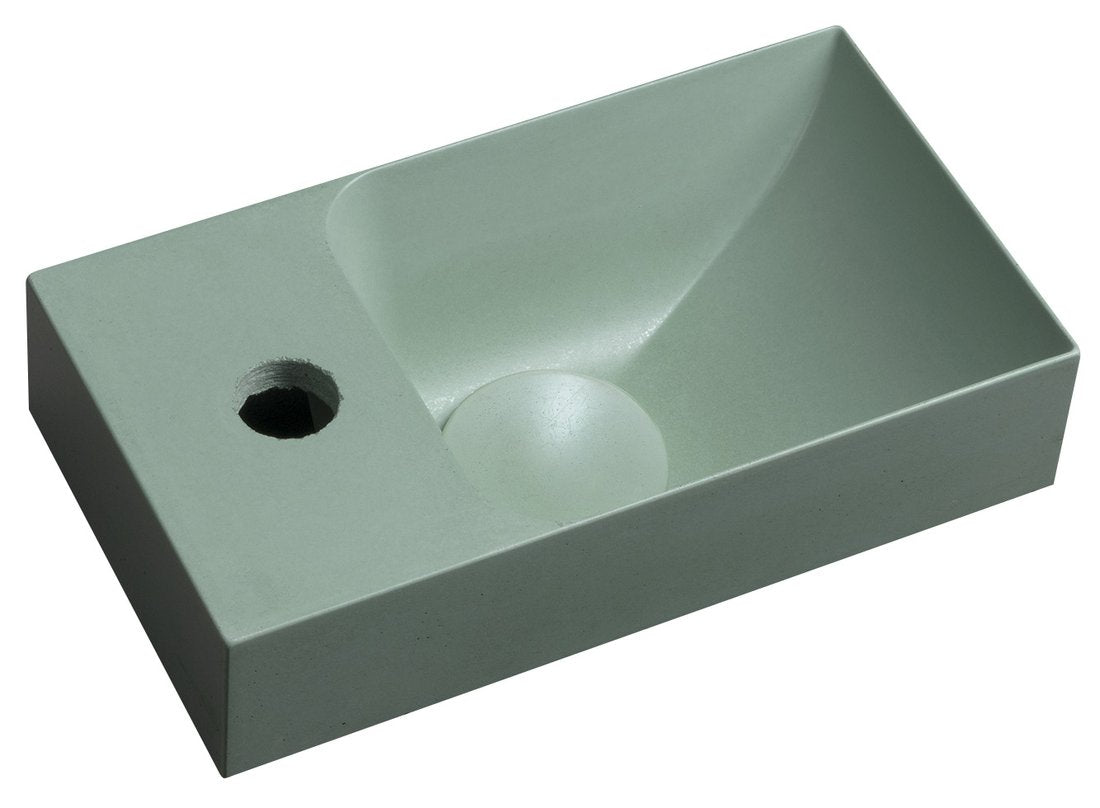 Piccolino Betonnen Toiletfontein 30,8 x 17 cm Kraan Links Groen Mat