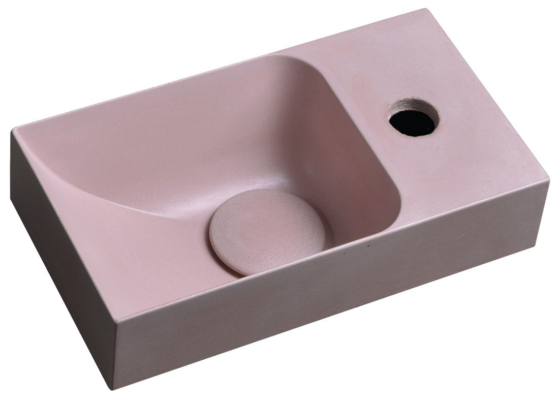 Piccolino Betonnen Toiletfontein 30,8 x 17 cm Kraan Rechts Roze Mat