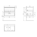 Badmeubel 70x46x55 Aqualine Paneda Wit