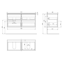 Hangend badmeubel Aqualine Paneda 120x46x55 Emperio Eiken