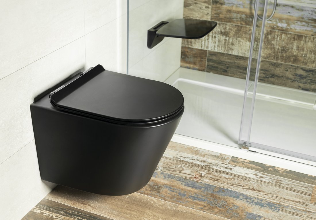 Wandtoilet Paco 36X53Cm Mat Zwart Randloos