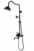 Vintage retro doucheset Wipe zwart opbouw douchemengkraan