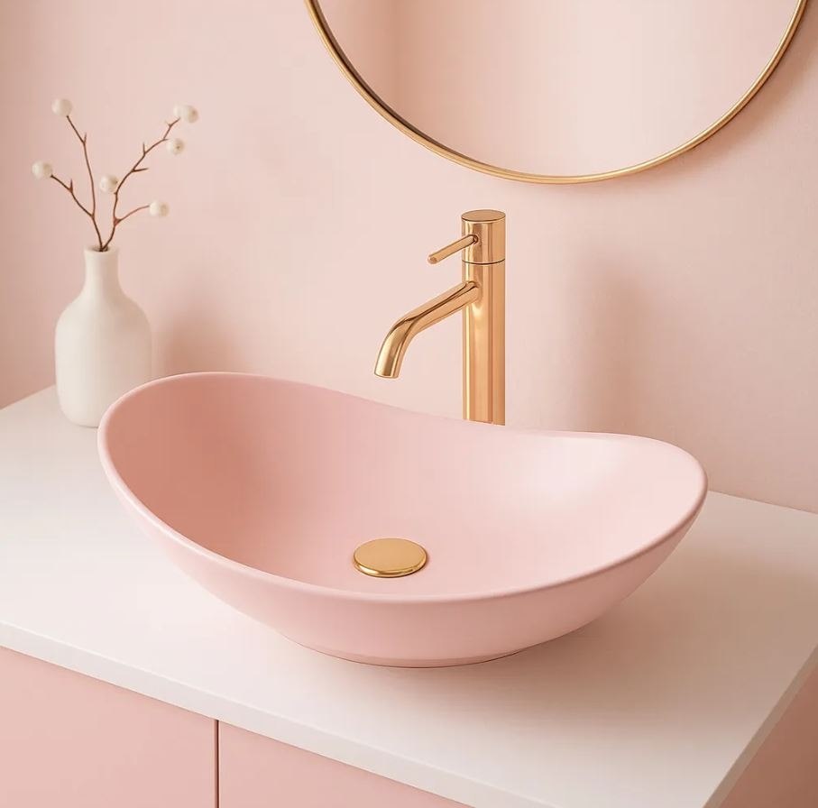 Opzetwastafel Rea Royal Ovaal Keramiek Roze