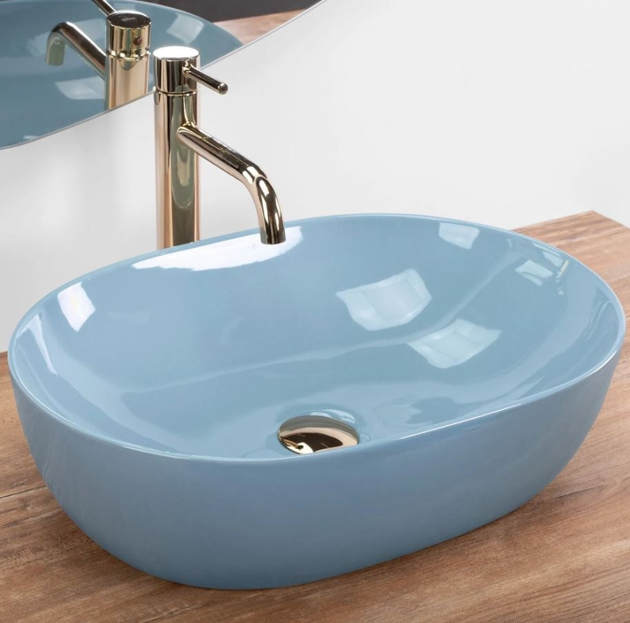 Opzetwastafel Rea Lisa Ovaal Keramiek Blauw