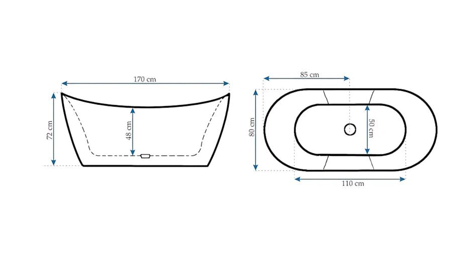 Rea Vrijstaand Bad Ferrano Slim 170 x 80 x 72 cm