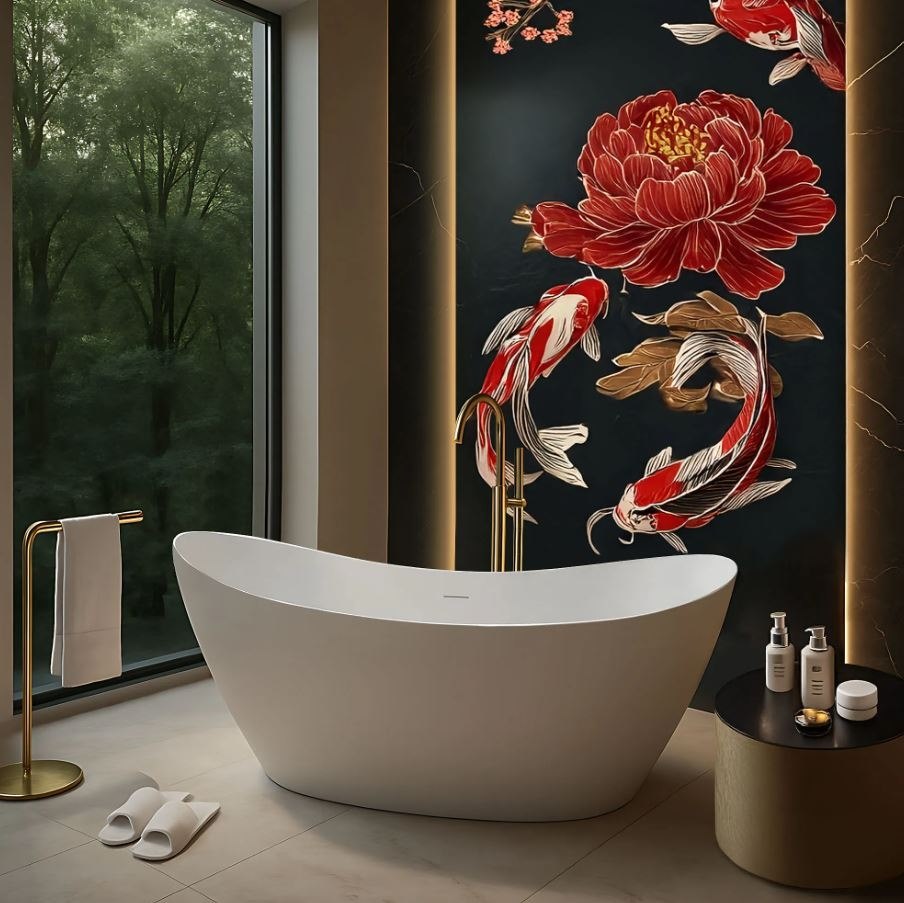 Zijaanzicht met de vorm van de kuip van Vrijstaand Bad Rea Ferrano Slim Wit 170 x 80 cm