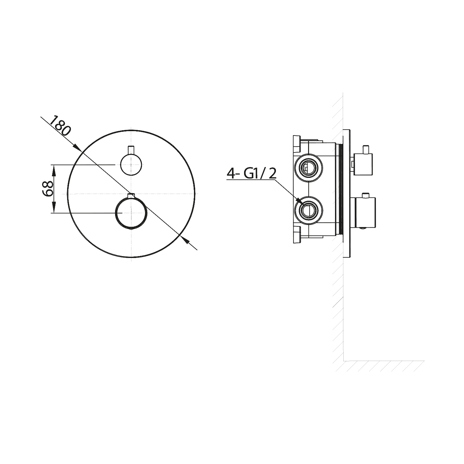 Sapho Thermostatische inbouwdouchekraan met inbouwbox 2-weg Chroom