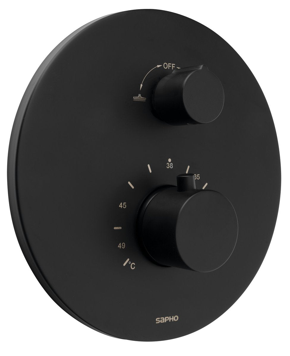 Sapho Thermostatische inbouwdouchekraan met inbouwbox 2-weg Mat Zwart
