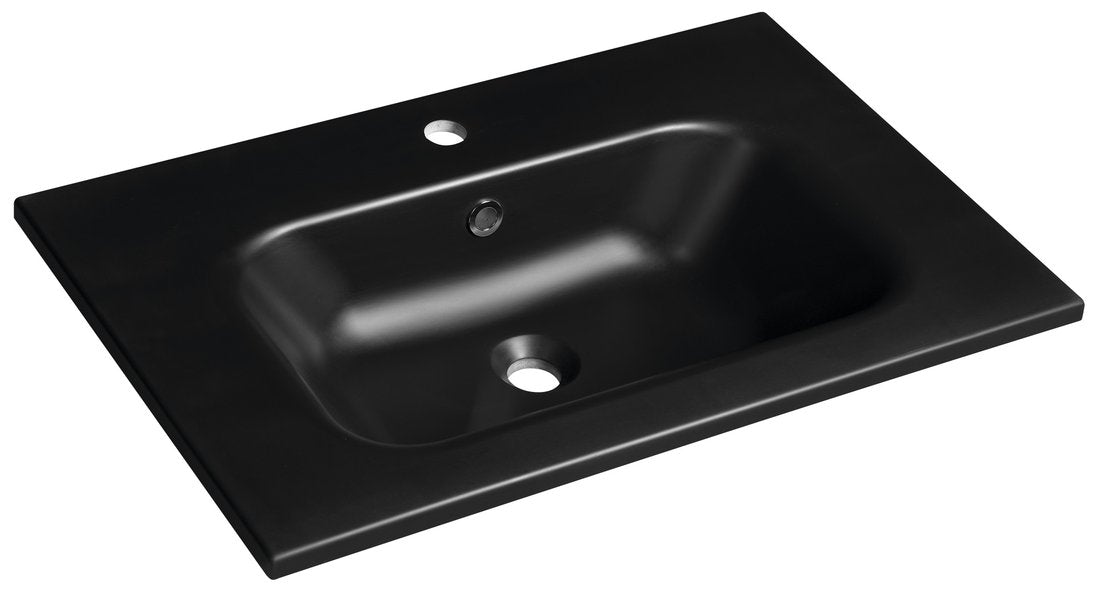 Sidra Cast Marble Wastafel 70x46 cm Zwart Mat