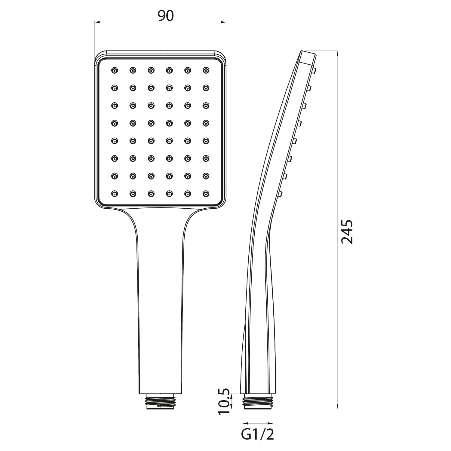 Sapho Handdouche 245 mm siliconenn Nozzles ABS Mat Zwart