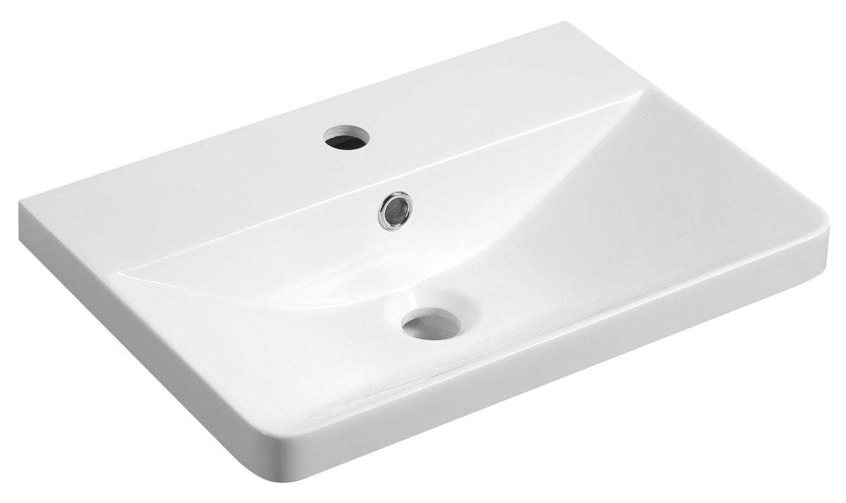 Aqualine Sen Meubelwastafel Cast Marble 51x35 cm Wit