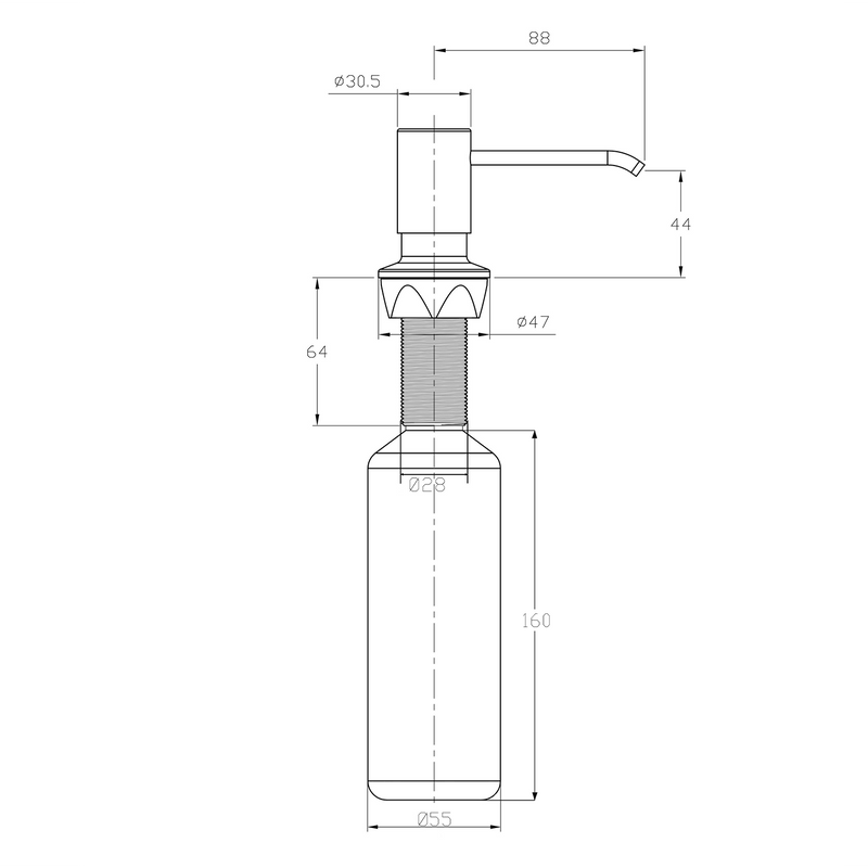 Inbouw zeep dispenser Mat zwart PVD