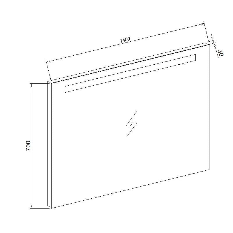 Aluminium spiegel met LED verlichting 140 cm (met onder verlichting)