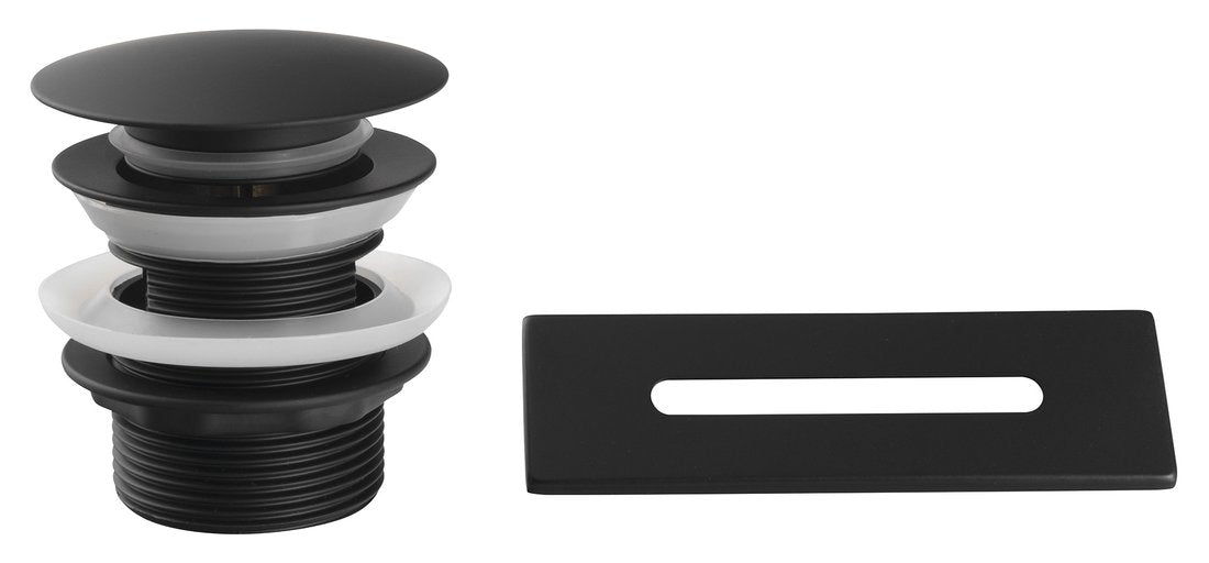 Bad Afvoerplug Set met overloop 6/4" Mat Zwart