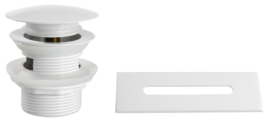 Bad Afvoerplug Set met overloop 6/4" Glans Wit