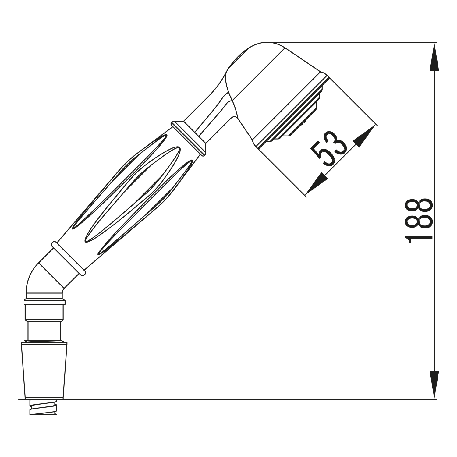 Sapho VICTORIA Handdouche 188 mm Messing/Chroom