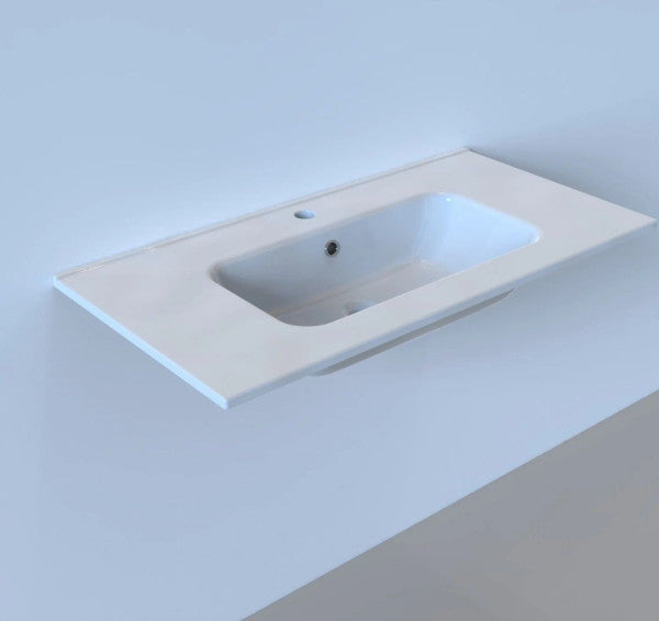 Arcqua Marble Wastafel 90x46 Wit met of zonder kraangat