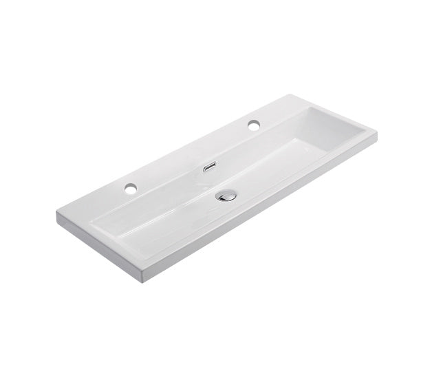 Wastafel Compact Keramiek 100x49x4,5 cm 2 kraangaten