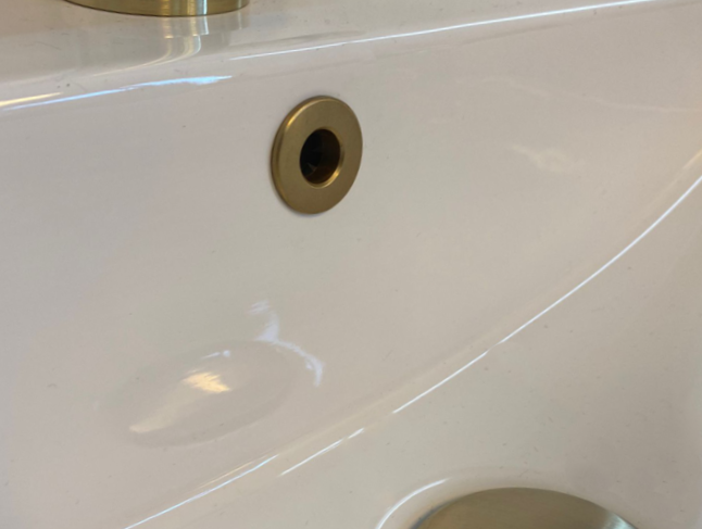 Luzi Wastafel Overloopring Rond Goud Geborsteld (uitsluitend in combinatie met kranen leverbaar)