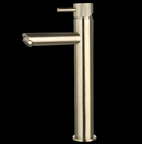 Luzi Wastafelmengkraan hoog rond Goud Geborsteld met geribbeld knop