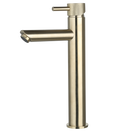 Luzi Wastafelmengkraan hoog rond Goud Geborsteld met geribbeld knop