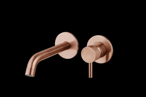 Luzi Wastafelmengkraan inbouw met box rond Brons met geribbeld knop