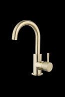 Luzi Wastafelmengkraan Largo met draaibare uitloop Goud Geborsteld met geribbeld knop