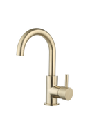 Luzi Wastafelmengkraan Largo met draaibare uitloop Goud Geborsteld met geribbeld knop