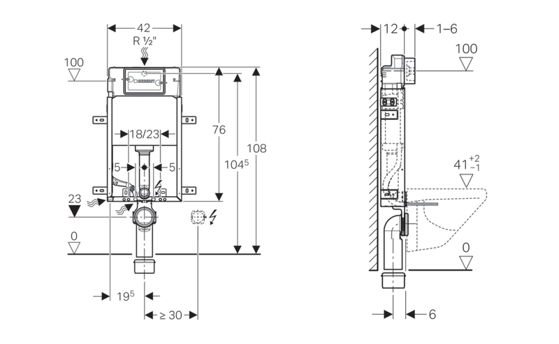 Taurus Wandtoilet WC inclusief Geberit Inbouwframe + Drukknop