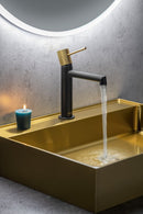 Lage wastafelkraan Solaris Ribbd mat zwart/koper