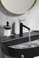 Lage wastafelkraan Solaris Ribbd mat zwart/koper