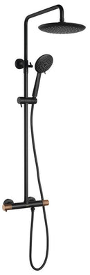 Opbouw doucheset met thermostatische kraan mat zwart/koper