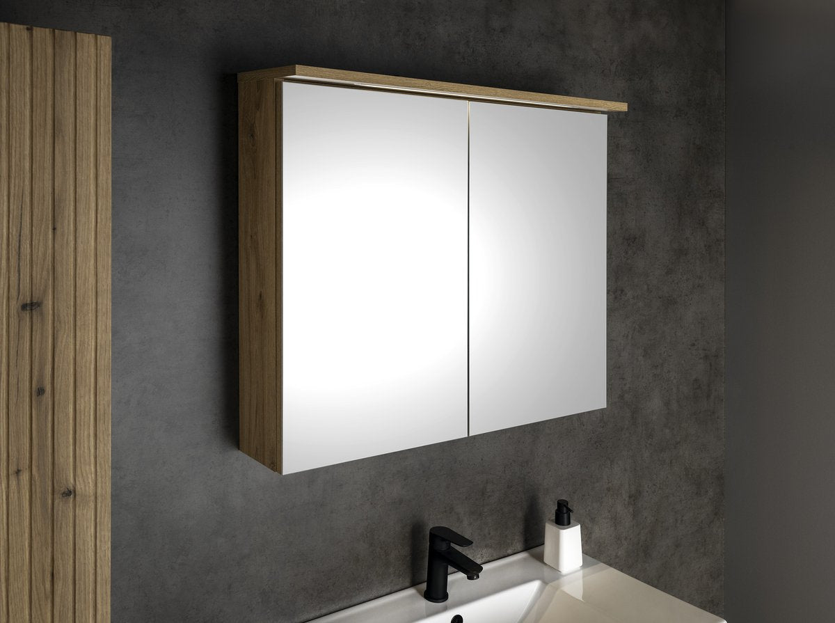 Aqualine Kawa Strip LED spiegelkast 80 cm emporio eiken