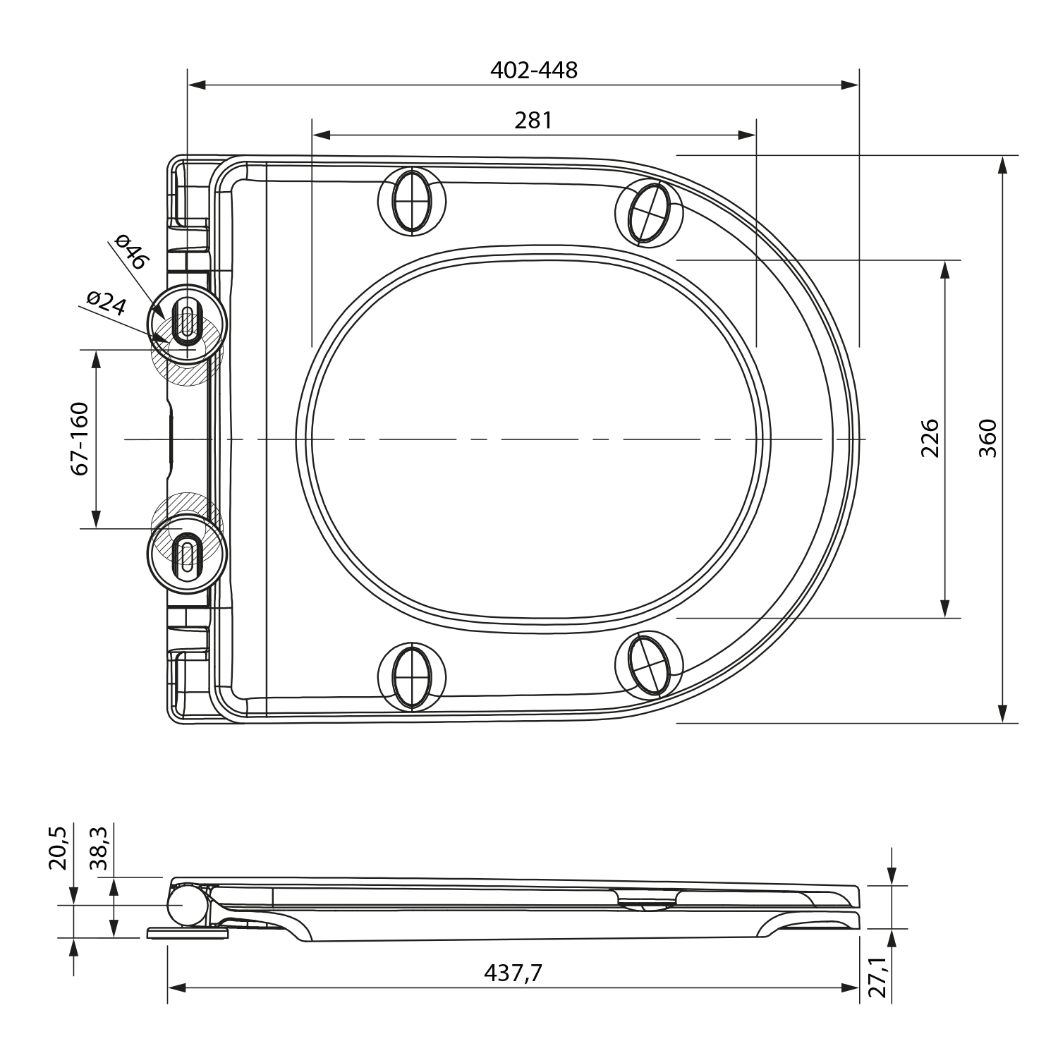 Gerry Toiletzitting Slim Softclose Easy Take 36,0x43,8 Cm Duroplast Wit