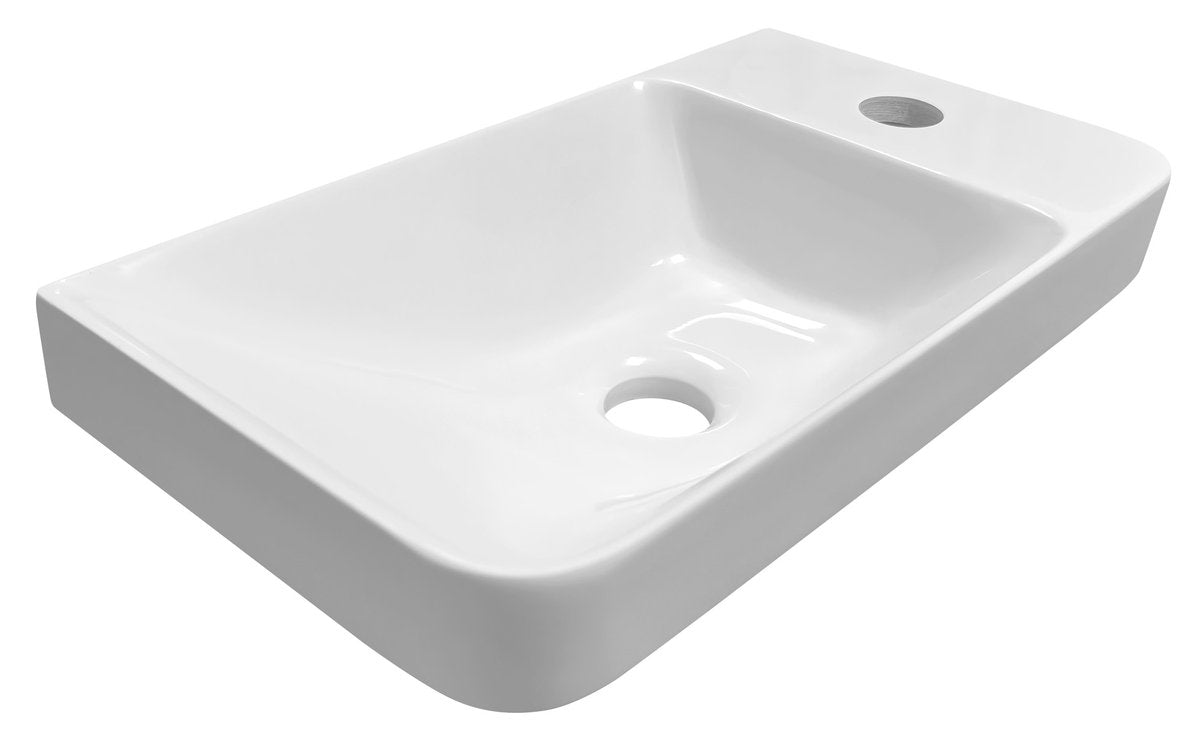 Zorba Toiletfontein Gegoten Marmer 40x22cm Rechts Wit - Afbeelding 1
