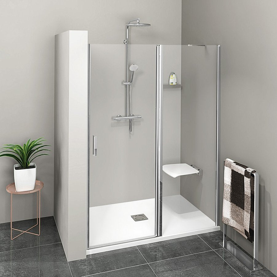 ZOOM Douchedeur Met Vaste Wand 1200mm Chroom