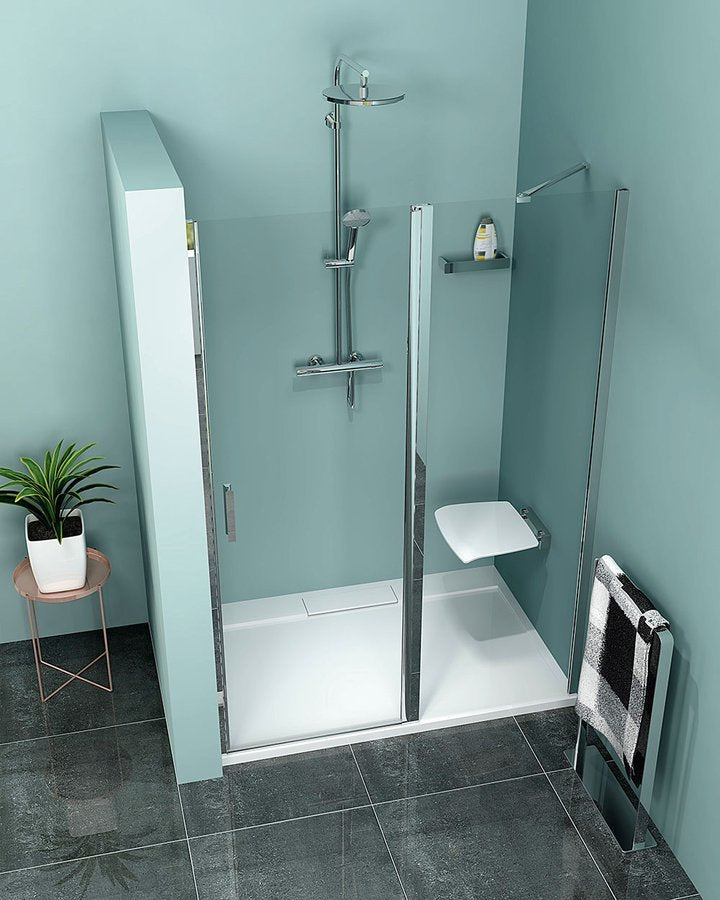 ZOOM Douchedeur Met Vaste Wand 1200mm Chroom