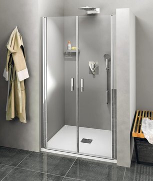 Dubbele nisdeur 120x190cm helder glas antikalk Zoom Line chroom