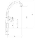 Hoge fonteinkraan koud water 1/2" chroom