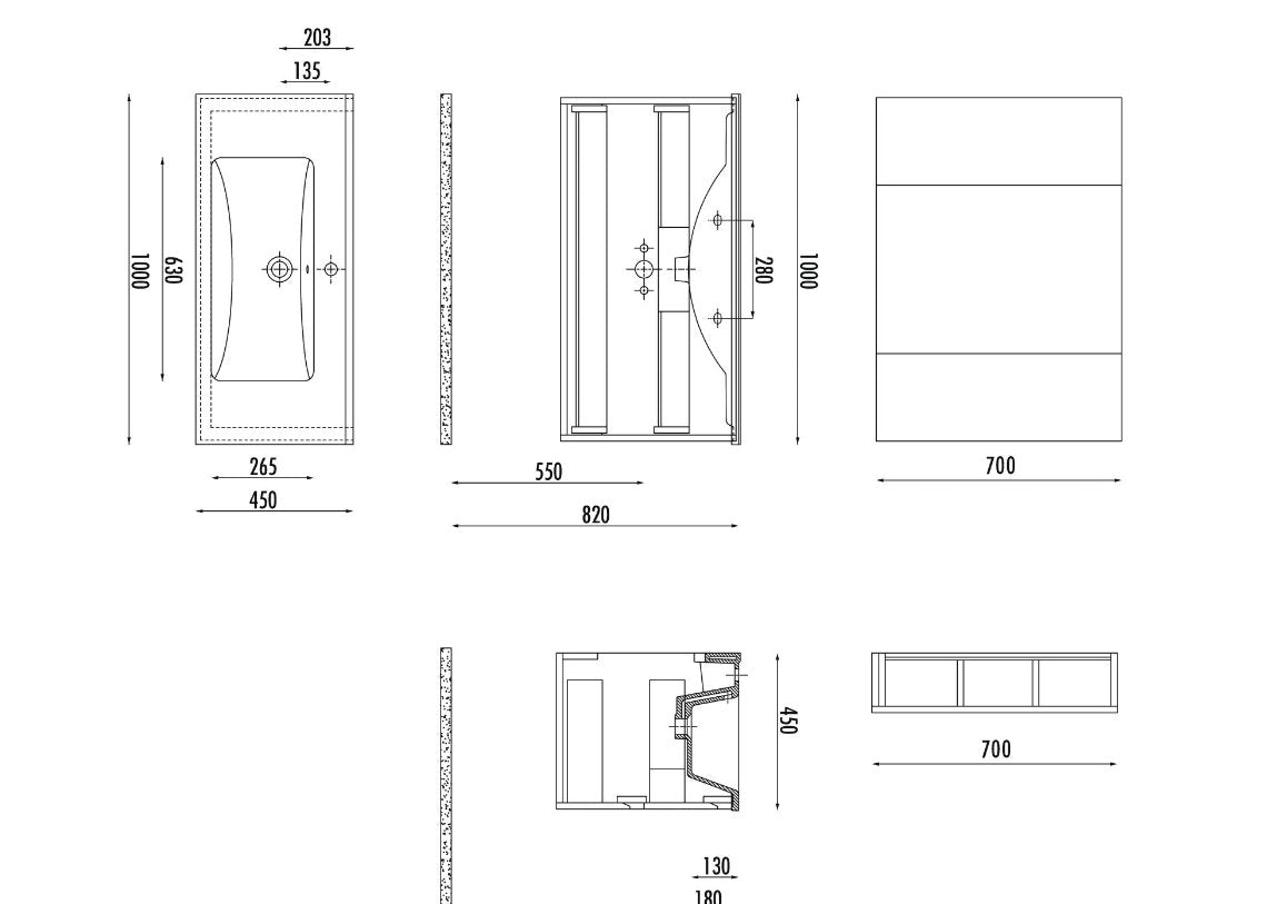 Badkamermeubelset Sally 100 x 45 greeploos 2 laden softclose Garda hout