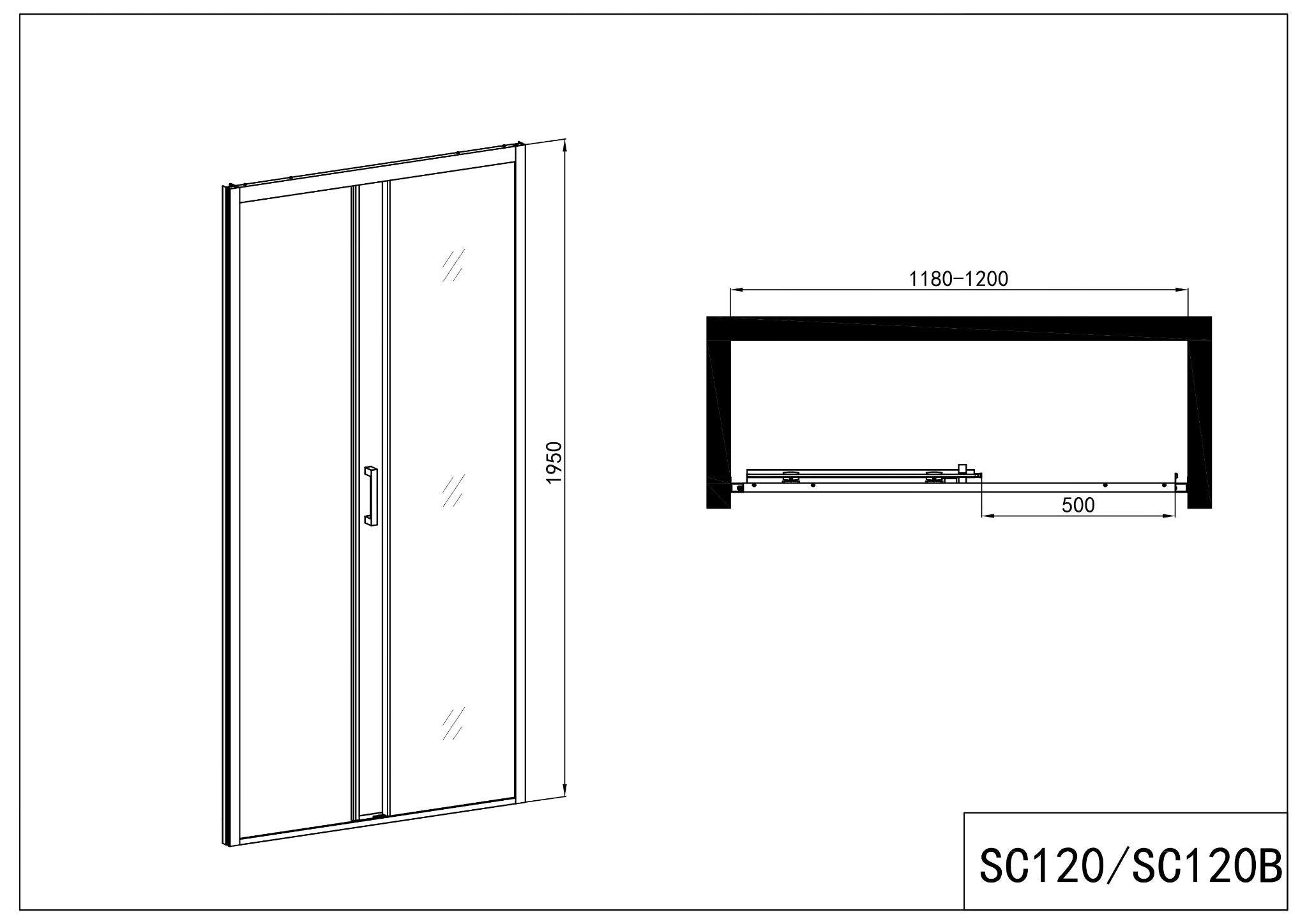 Soft close nis schuifdeur 120x195 Sanotechnik Elite mat zwart