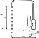 Keuken mengkraan Sanipool Logé Galia met eenhendel bediening chroom