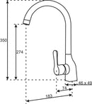Hoge keuken mengkraan Logé Celia eenhendel bediening chroom