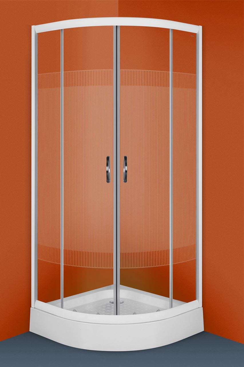 Douchecabine XENIA kwartrond 80x80x195 + douchebak en decor