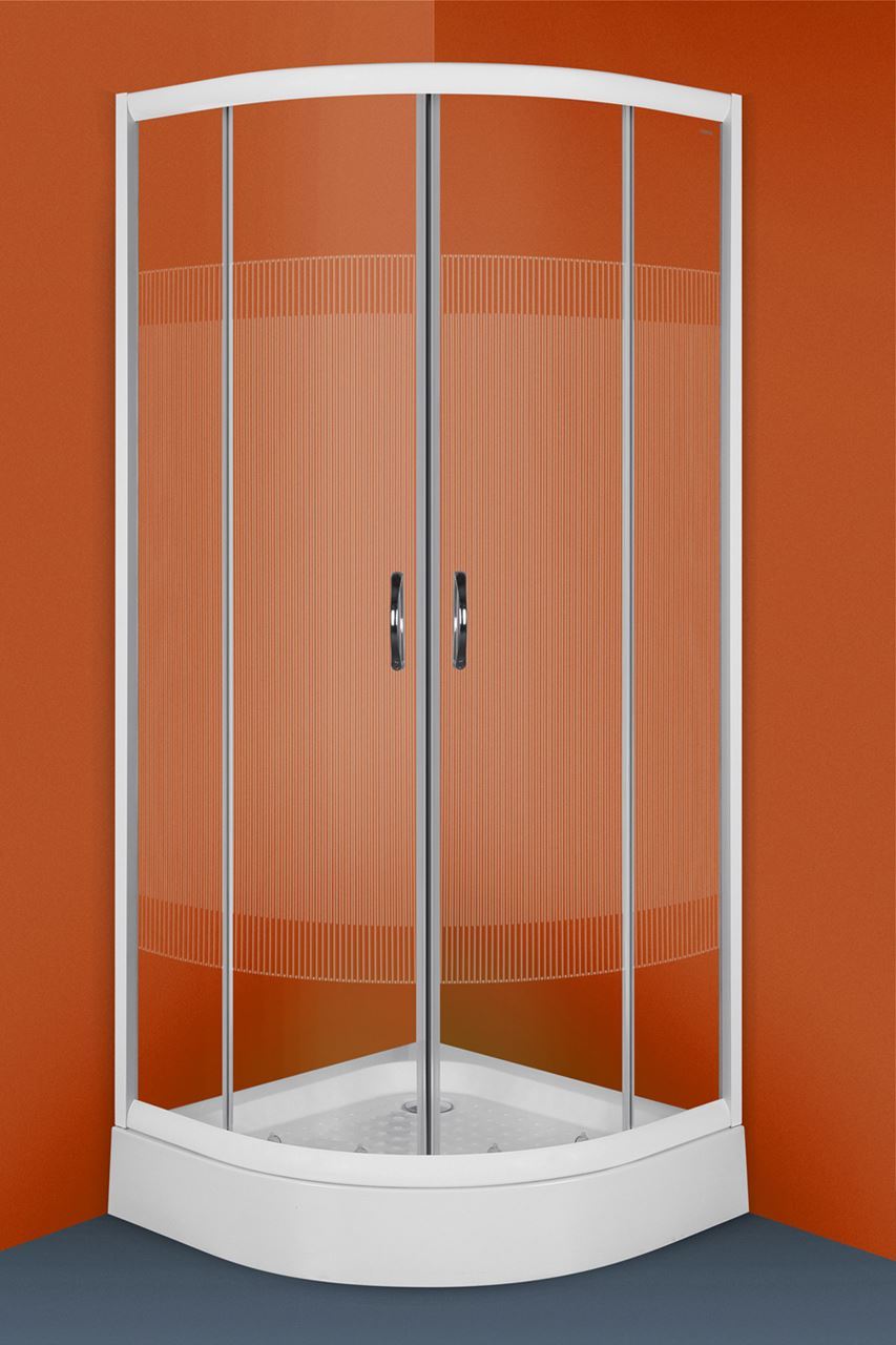 Douchecabine XENIA kwartrond 90x90x195 + douchebak en decor