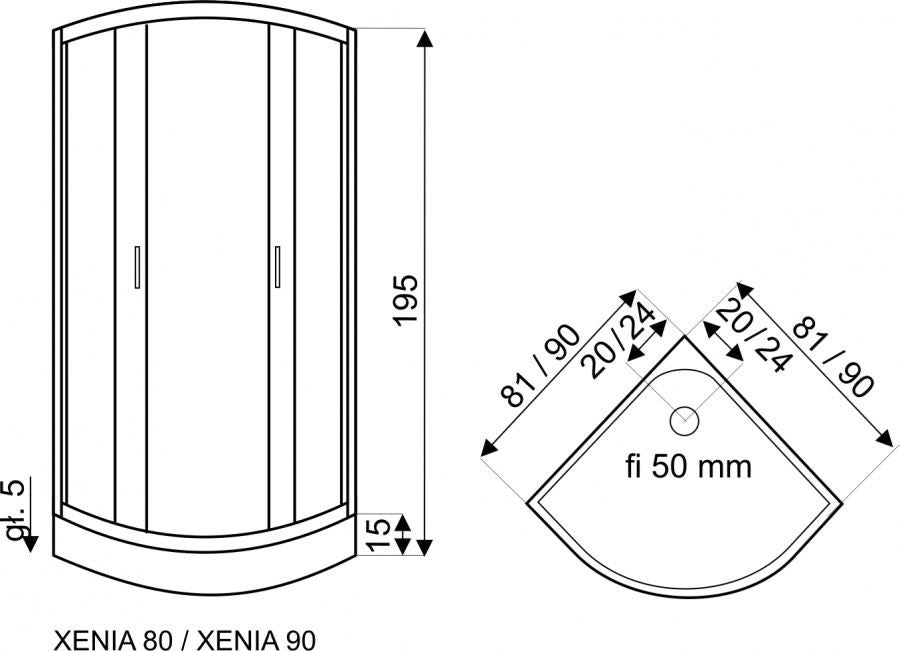 Detail van glas en profiel van Kerra Xenia douchecabine