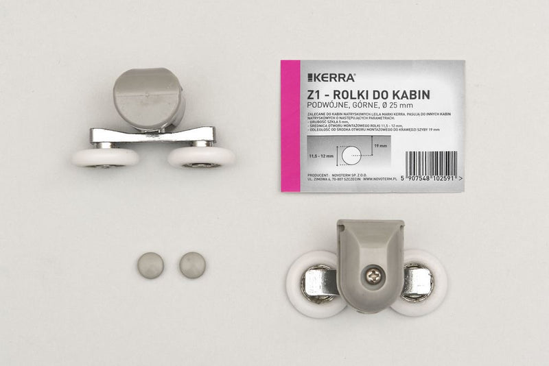 Dubbele Rollers voor Kerra douchedeuren 25mm rond