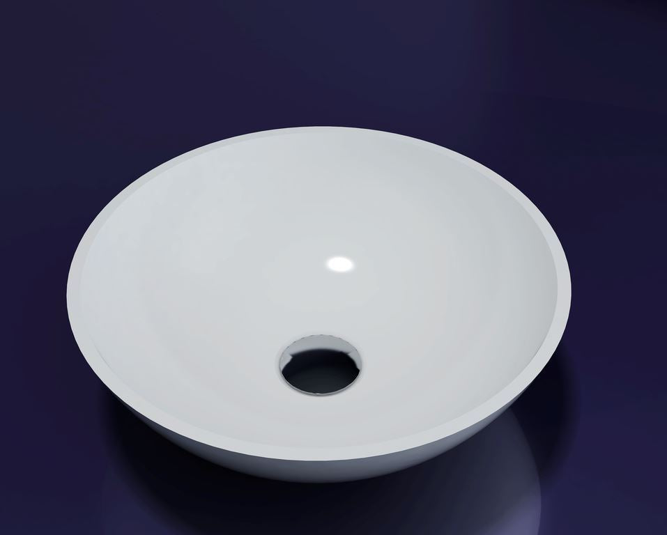Luzi Solid Surface opzet waskom 38 rond 12cm hoog mat wit